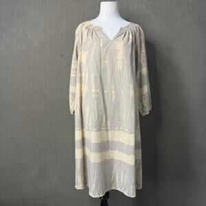 Pure Jill Elements J.Jill Shibori Tie Dye Swing Dress L Petite Gray Cream